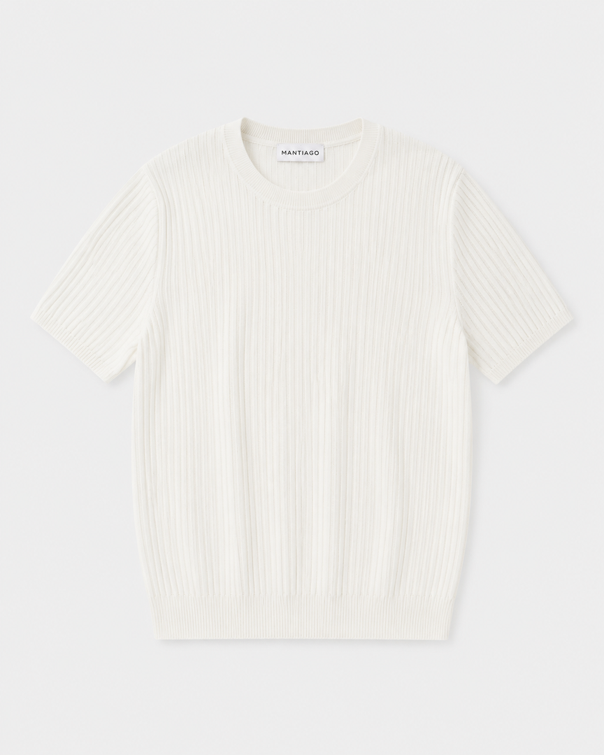 Ribbed Cotton-Modal Knit T-Shirt