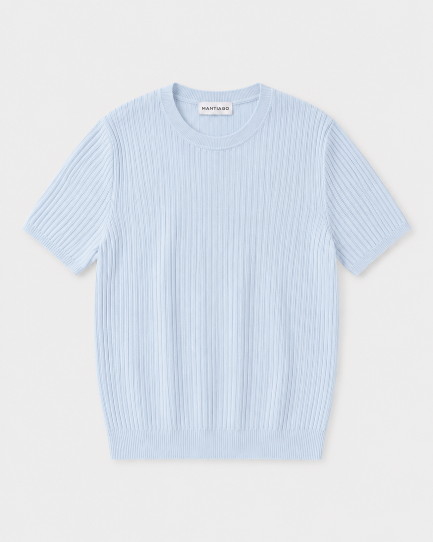 Ribbed Cotton-Modal Knit T-Shirt