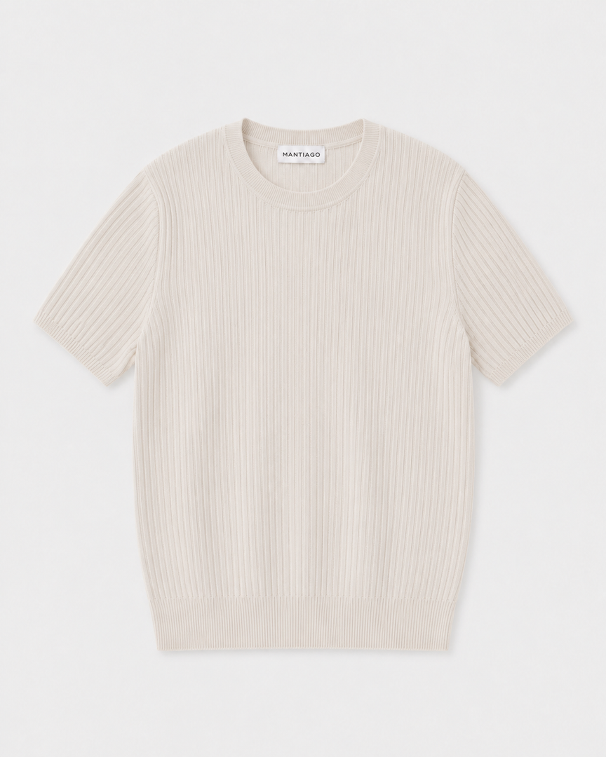 Ribbed Cotton-Modal Knit T-Shirt