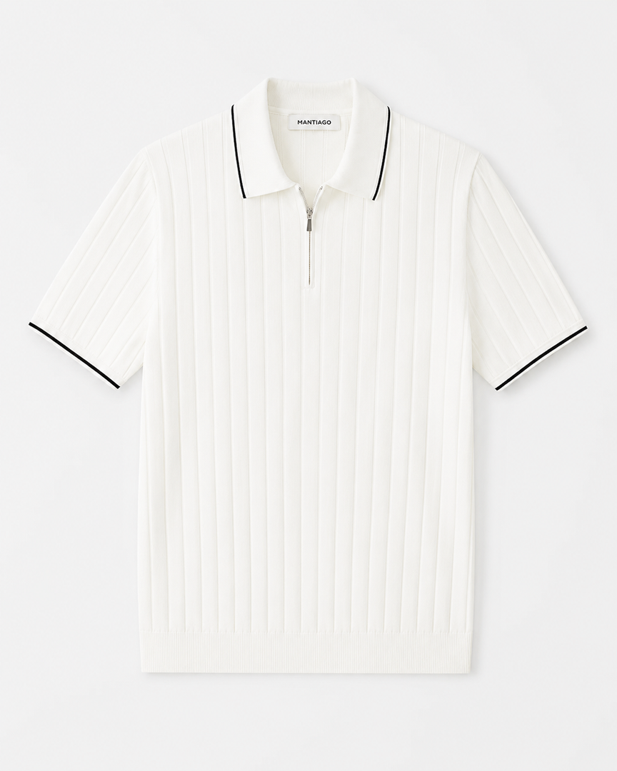 Fine-Knit Zip Polo