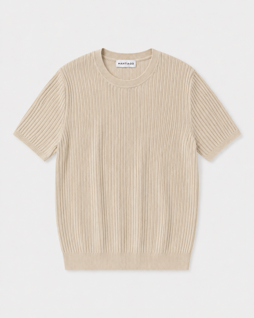 Ribbed Cotton-Modal Knit T-Shirt