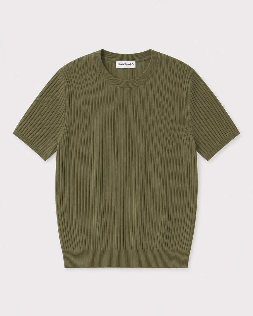 Ribbed Cotton-Modal Knit T-Shirt