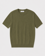 Ribbed Cotton-Modal Knit T-Shirt
