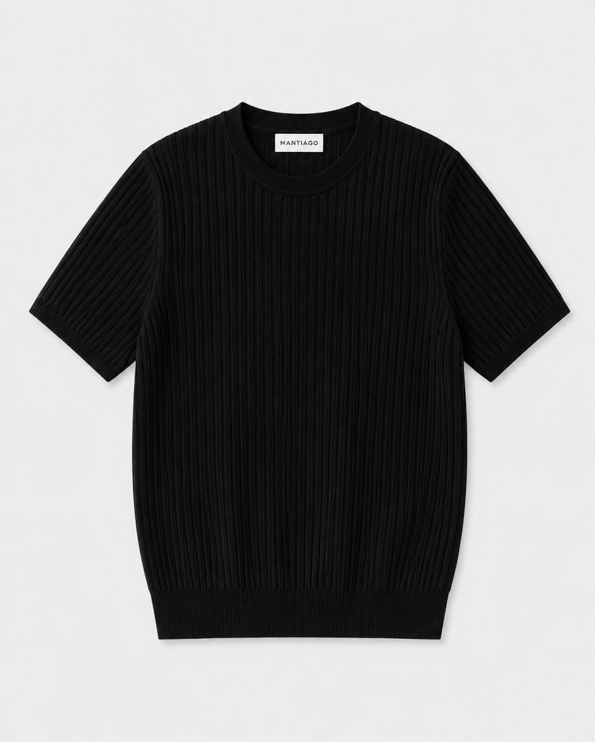Ribbed Cotton-Modal Knit T-Shirt