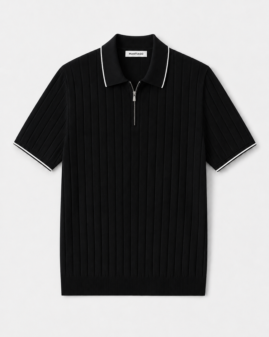 Fine-Knit Zip Polo