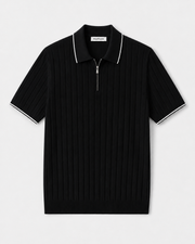 Fine-Knit Zip Polo
